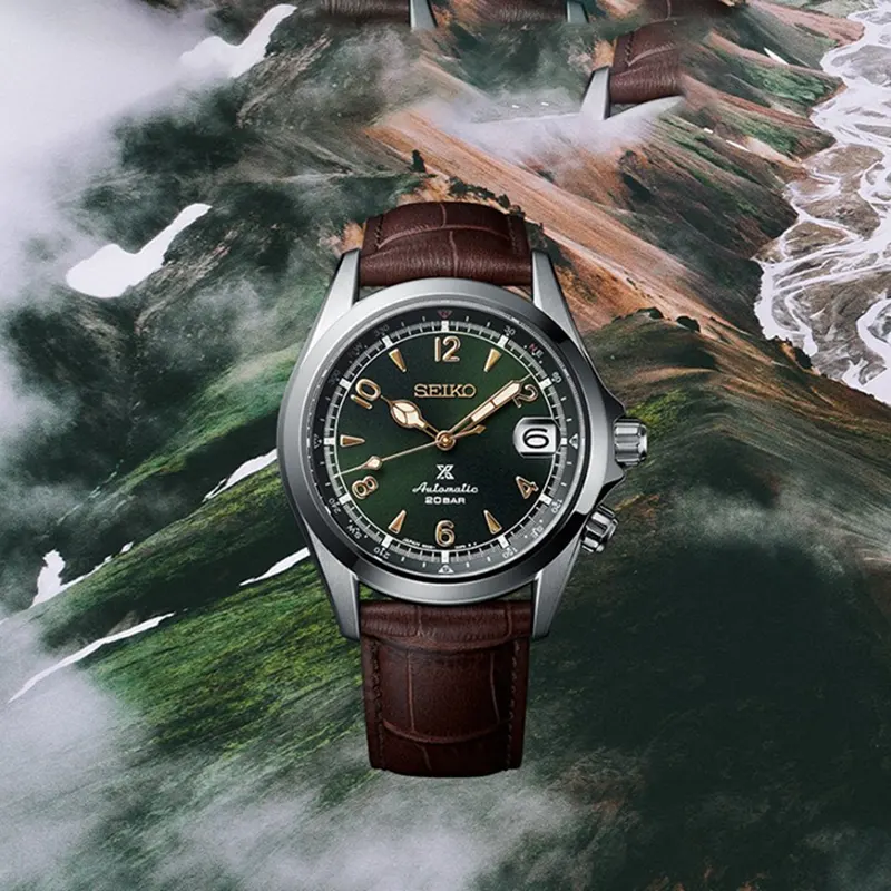 Seiko Prospex 'Alpinist' Leather Green Dial Men's Watch- SPB121J1